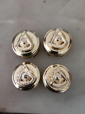 Vintage Gold Tone Masonic Past Master Button Covers - Set of 4
